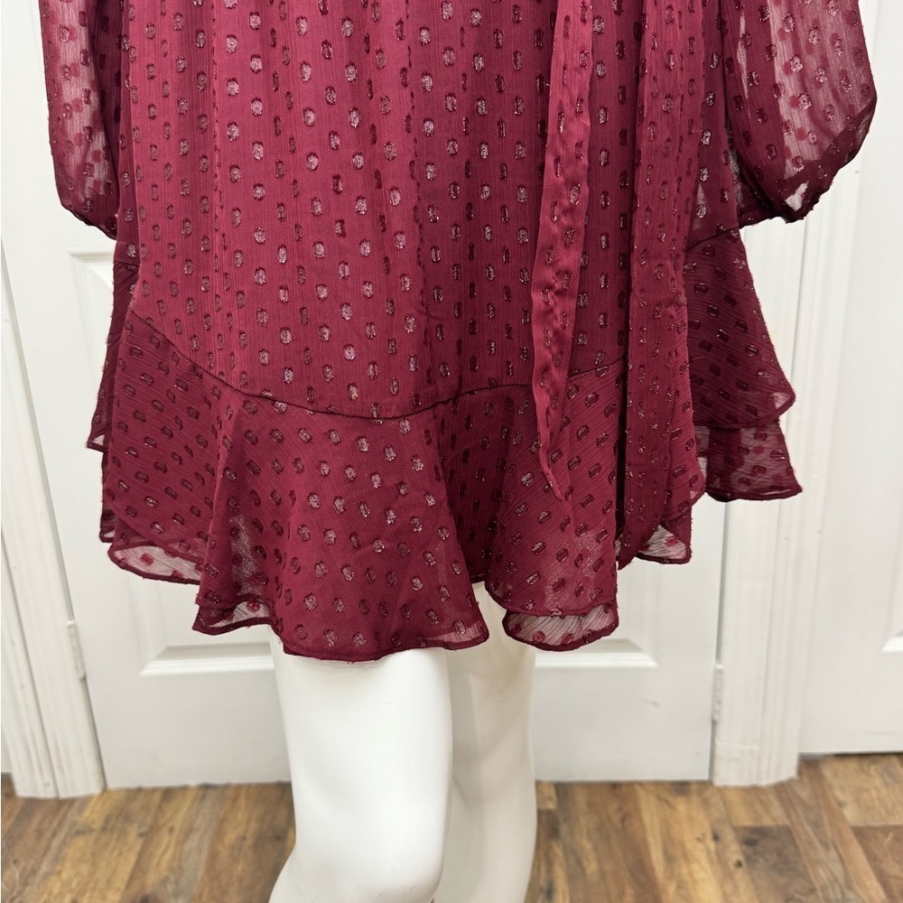 Fit & Flare Chiffon Dress Long Puff Sleeves Size 4 NWT Premier Amour - Picture 7 of 13